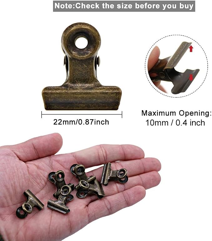 Antique Brass Small Bulldog Clips - Image 6
