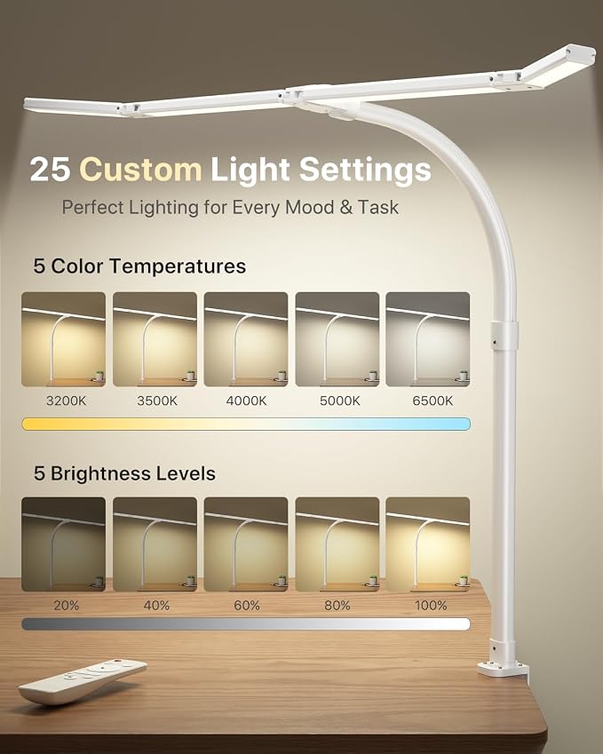 ONEMIX 42" LED Desk Lamp with Clamp, Architect Desk Light with Remote, - Image 7