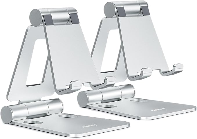 Nulaxy 2 Pack Dual Folding Cell Phone Stand, Fully Adjustable Foldable Desktop by Nulaxy