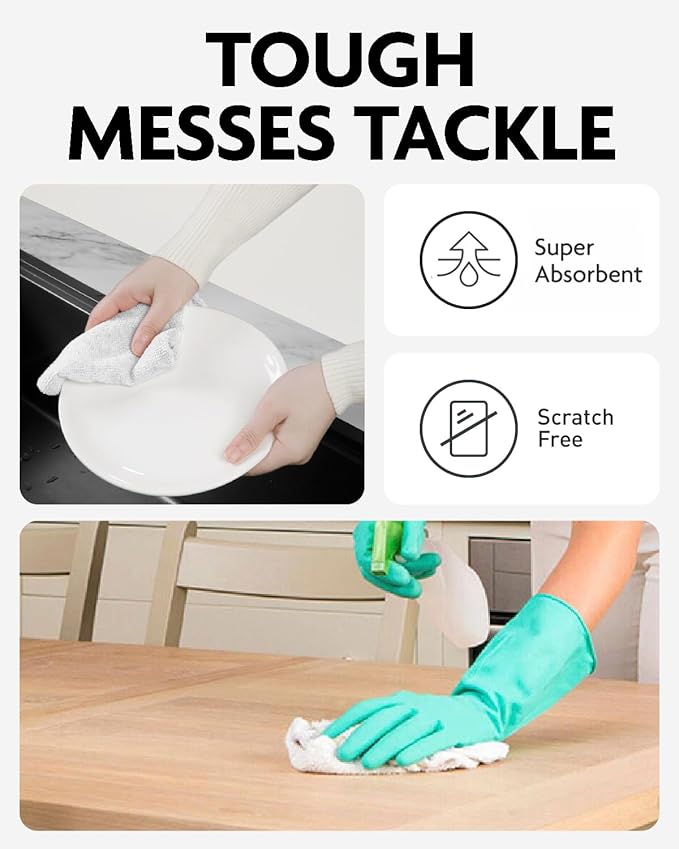 Fantasticlean Microfiber Cleaning Cloth Roll -90 Pack, Tear Away Microfiber Towels, 12" x 12", Reusable, Washable, Scratch Free, Ultra Absorbent Dish Rags for Car, Home, Garage or Shop (White)-DeskLoop Office