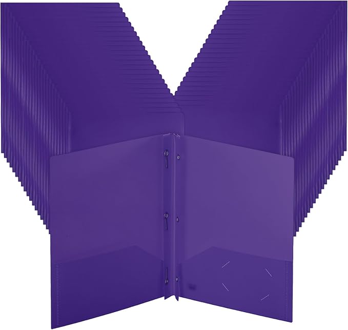 Mr. Pen- Plastic Folders with Pockets and Prongs, 48 Pack, Letter Size by MrPen