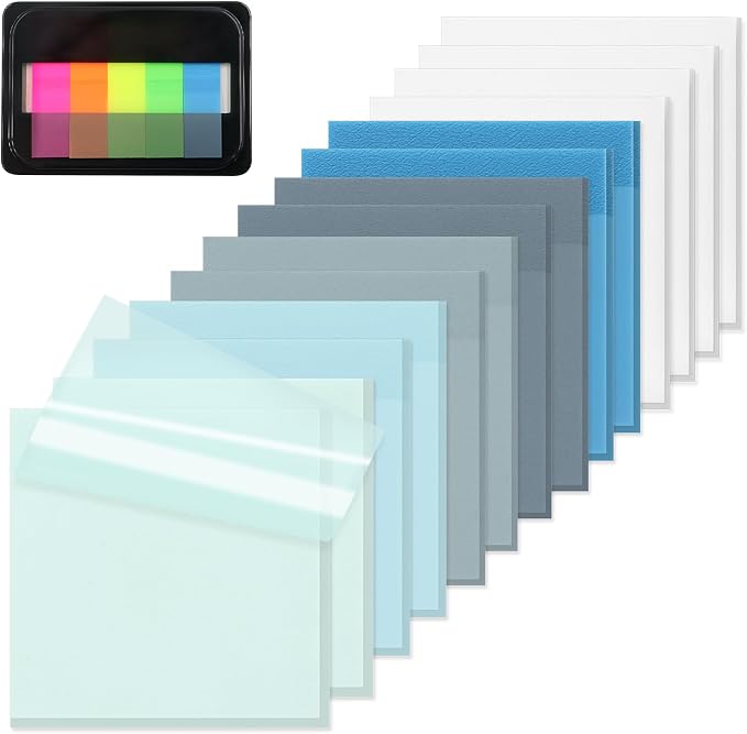‎SYMDROMIA Transparent Sticky Notes, 800 Sheets Ocean Blue by SYMDROMIA