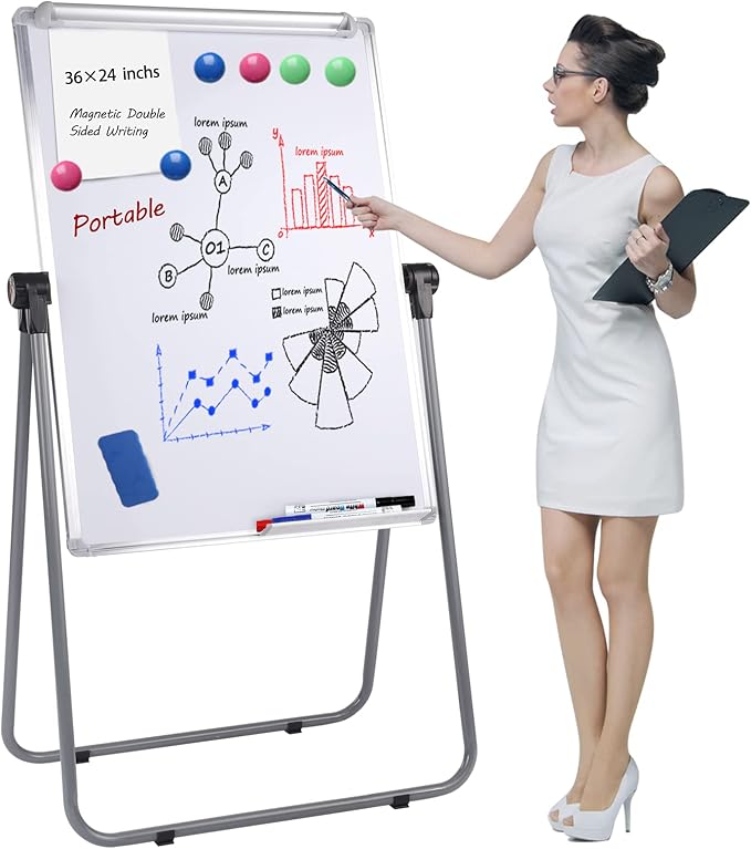 Dry Erase Board with Stand, Double Sided Magnetic Whiteboard, 24 x 36 Portable by SCOOL+KOKSRY