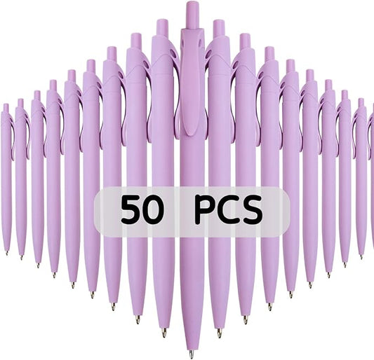 BallPoint Pens, 50 Pack (BLACK Ink), Bulk Pens, Purple Barrel,Click Pens for Office Home and School, Retractable Ballpoint Pens, Medium Point, 1.00MM (Purple)