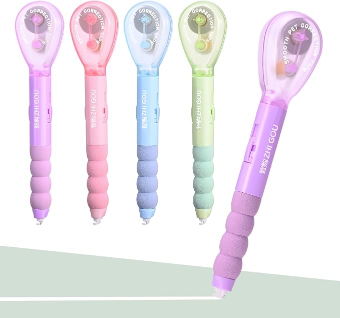 Temiary 4 Pcs White Correction Tape Pen, 19.69 ft Smooth Pull Out Tape Pens by Temiary