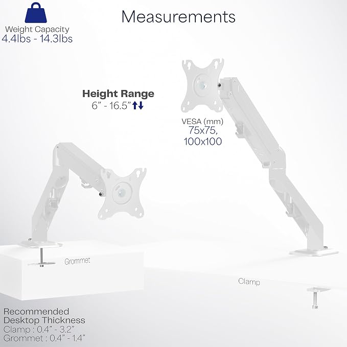 VIVO Heavy Duty Single Monitor Tension Arm - Image 4