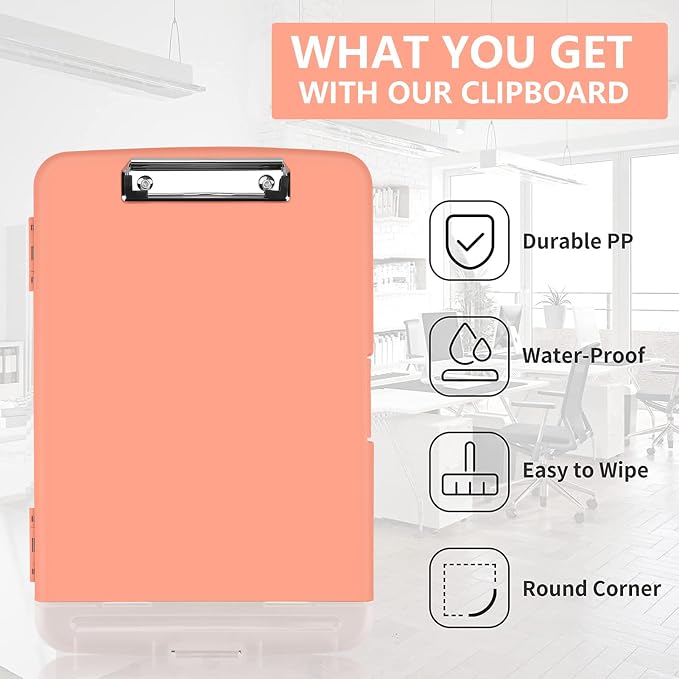 SFLHHDM Plastic Clipboard with Storage, High Capacity Clip Boards 8.5x11 with - Image 7