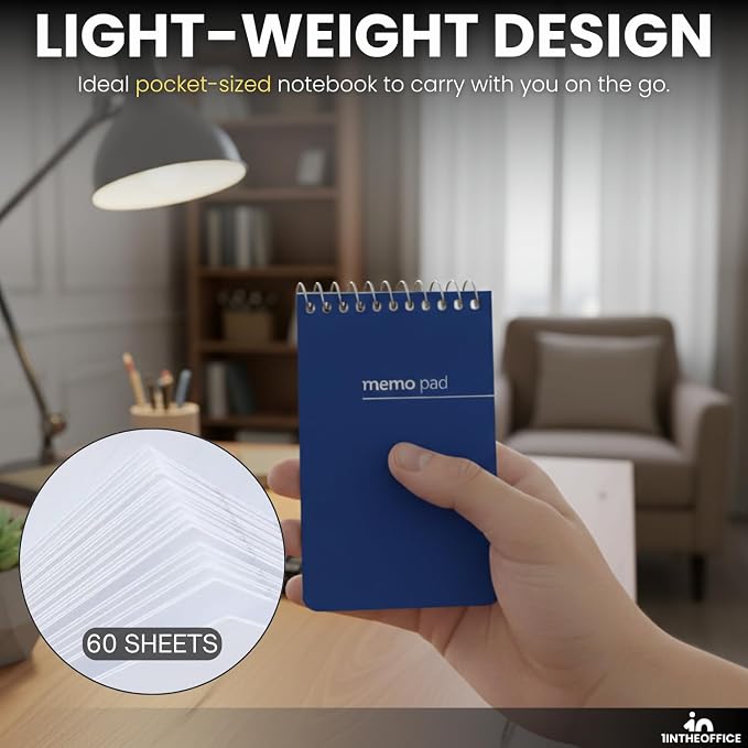 1InTheOffice Small Spiral Notebook 3x5, Pocket Notepad, Spiral Mini Notepad - Image 6