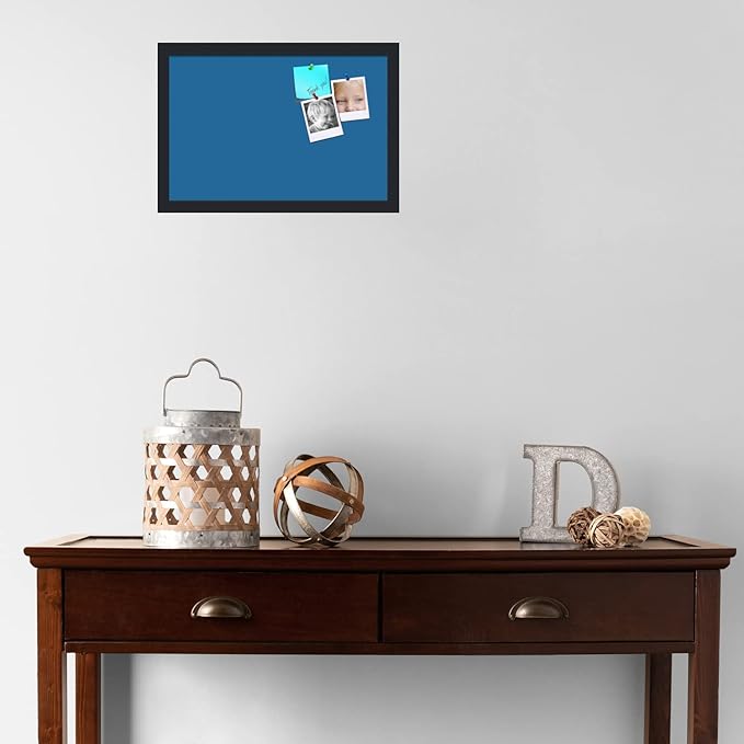 PinPix 18x12 Inch Cork Bulletin Board. This Decorative Framed Pin Board Comes with Navy Pastel Design and a Satin Black Frame. Ideal for Home Office Decor or Message Board (PinPix-1811)-DeskLoop Office