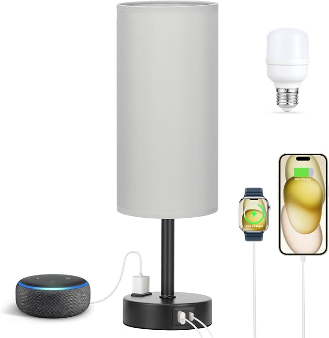 Fenmzee Grey Touch Bedside Lamp - Image 6