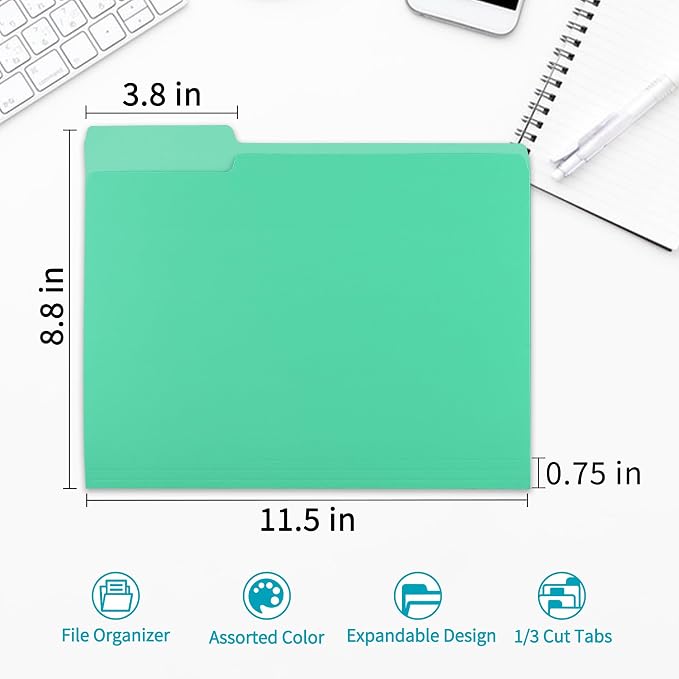 36 Packs Colored File Folders, Light Green File Folders, Two Tone Color File - Image 2