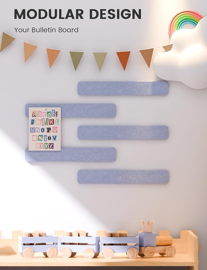 Fluxynara Cork Board Alternative Felt Strip Board 5-Pack 13"x2", Office Pin - Image 5