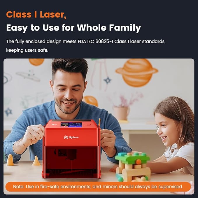 AlgoLaser 5W Laser Engraver Machine: Portable & Smart with 3.5" Touch Screen, Hand Drawing/Wireless/SD Card/Offline Engraving, AlgoOS 2.0 Self Developed System for Wood, Acrylic, Leather-DeskLoop Office