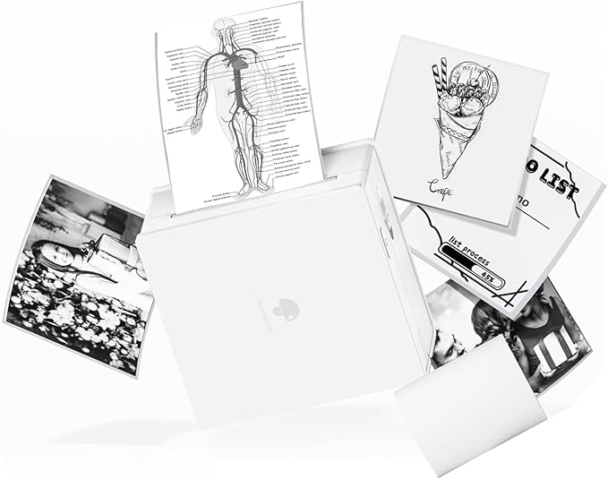 Phomemo Mini Sticker Printer- Mini Printer Sticker Maker Machine M02, Print Pods Suitable for Creative DIY, Diaries, Photos, Study Notes, Portable Thermal Inkless Label Maker for Home/Travel, White-DeskLoop Office