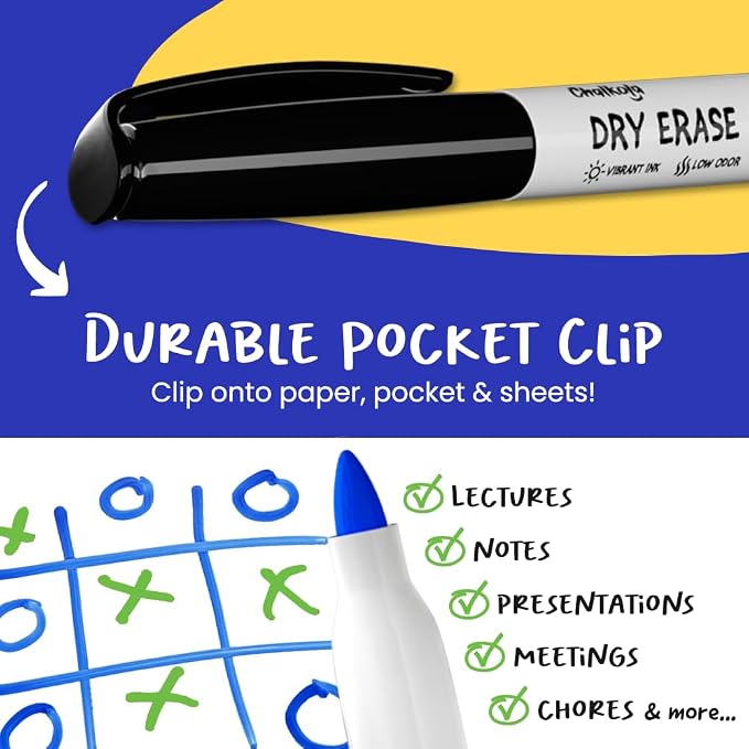 Chalkola 60 Fine Tip Dry Erase Markers Bulk | Non toxic, Low Odor Whiteboard - Image 4