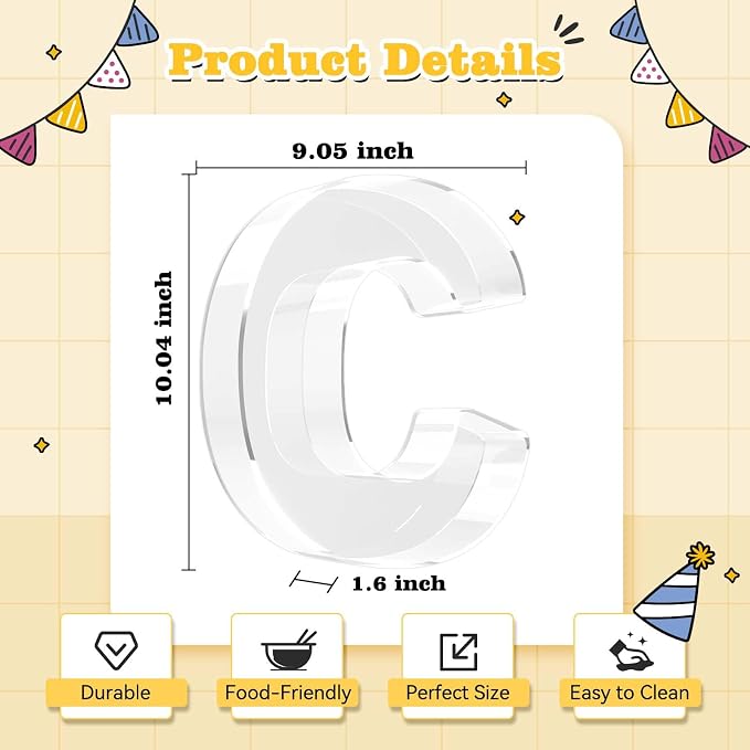 Ledido 10’’ Acrylic Letter Charcuterie Board Box, Reusable Fillable Serving Tray - Image 3
