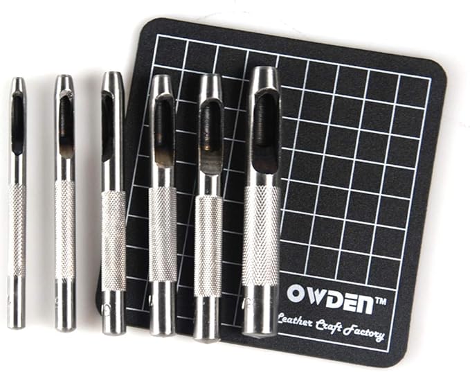 6 Pieces Hollow Hole Punch Set (1/8" - 5/16"),Leather Punch Tools, with A Free Cutting MAT