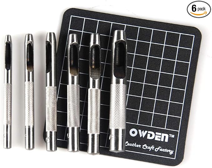 OWDEN 6 Pieces Hollow Hole Punch Set, Leather Punch Tools, by WEHERCRAFT