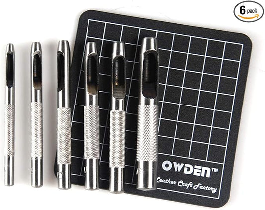 OWDEN 6 Pieces Hollow Hole Punch Set, Leather Punch Tools, by WEHERCRAFT