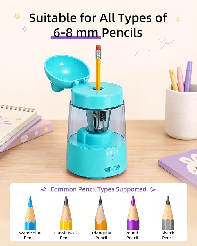 ZMOL Colored Pencil Sharpener for Kids Gift, Rechargeable Electric Pencil - Image 4