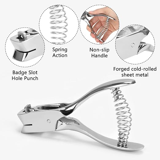 Heavy Duty Handheld Hole Punch for ID Cards, Zinc Alloy Construction, Sharp - Image 3