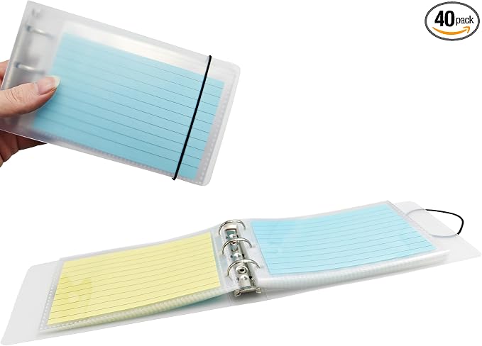 3x5 Index Card Binder with 40 Card Sleeves, Index Card Organizer by Unknown