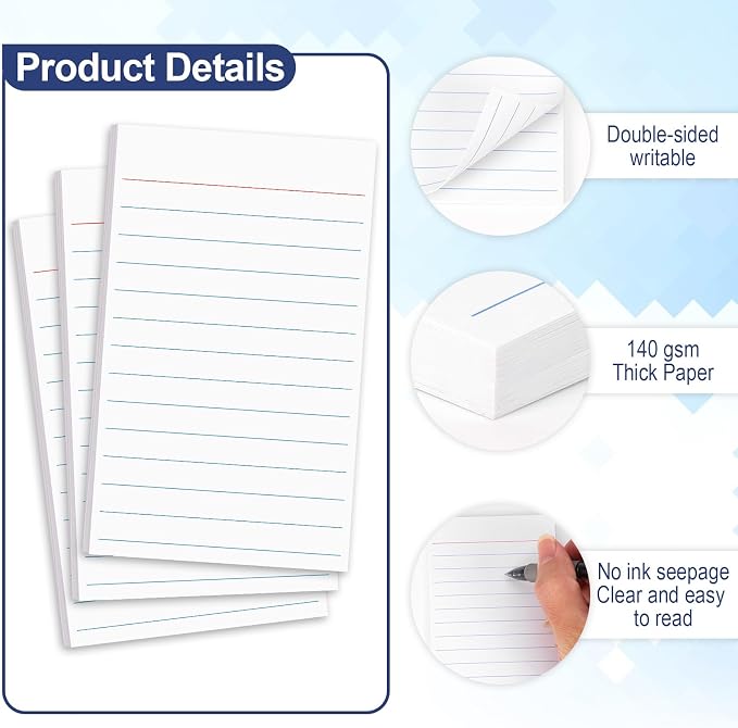 60 Pack 3 x 5 Index Cards Vertical Ruled Thick White Index Cards Lined Flash - Image 3