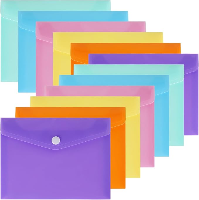 Plastic Envelopes 12 Pack Clear Document Folders，Plastic Envelopes by Unknown