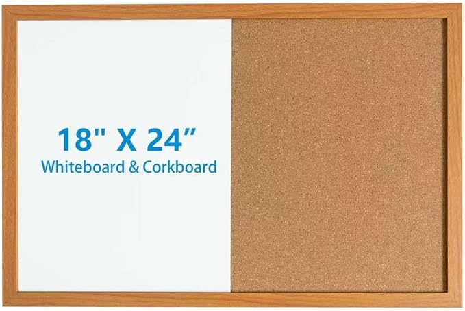 Combination Writeboard 24"x 18" Magnetic Whiteboard & Cork Board Dry Erase by YoupuStationery