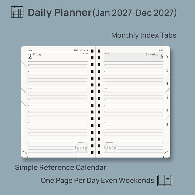 POPRUN 2027 Daily Planner One Page Per Day, 5.75" x 8.5", Calendar Book from - Image 3