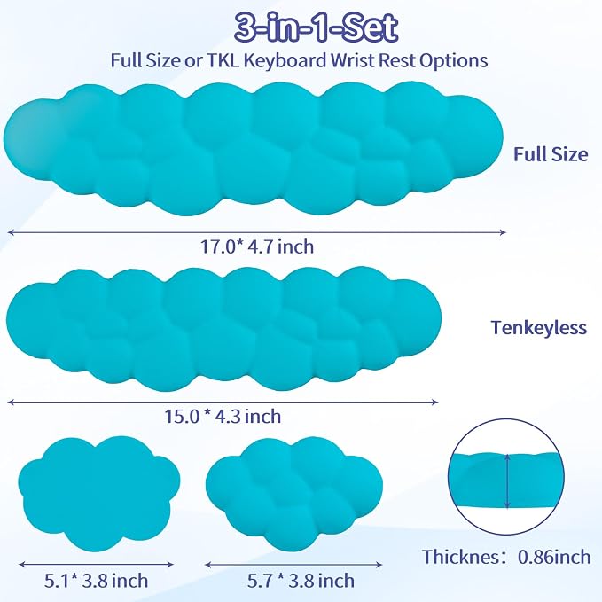 Sushret Cloud Wrist Rest Keyboard, Cloud Keyboard Wrist Pad Set - Image 7