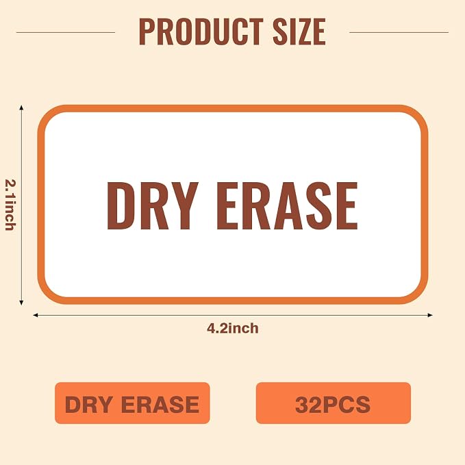 32 Pcs Dry Erase Magnetic Labels Border, 4.2" x 2.1" 8 Colors | Reusable - Image 2