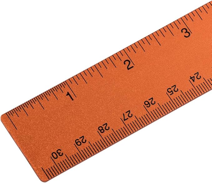 JAM PAPER Strong Aluminum Ruler - 12 Inch - Metal Ruler with Non-Skid Cork Backing - Orange Metallic - Sold Individually-DeskLoop Office