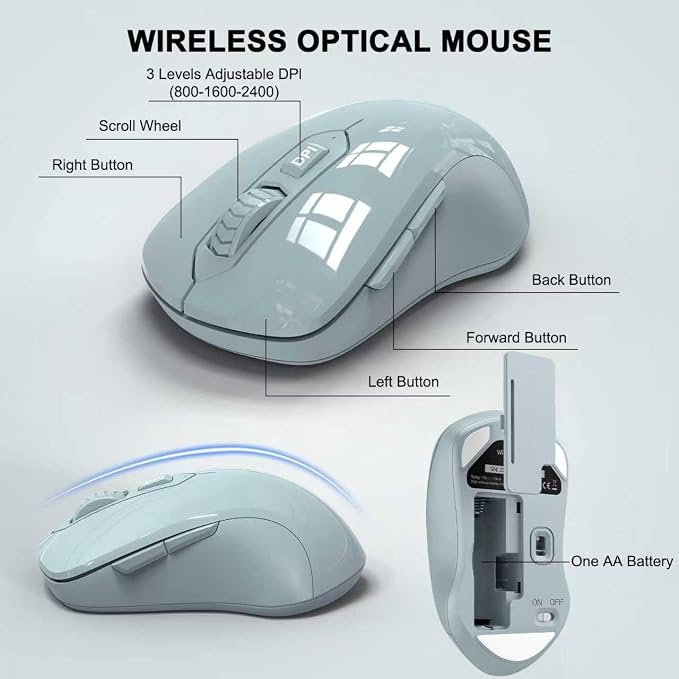 Wireless Keyboard and Mouse Combo, ULSOU 2.4G Full-Sized Ergonomic Computer - Image 3
