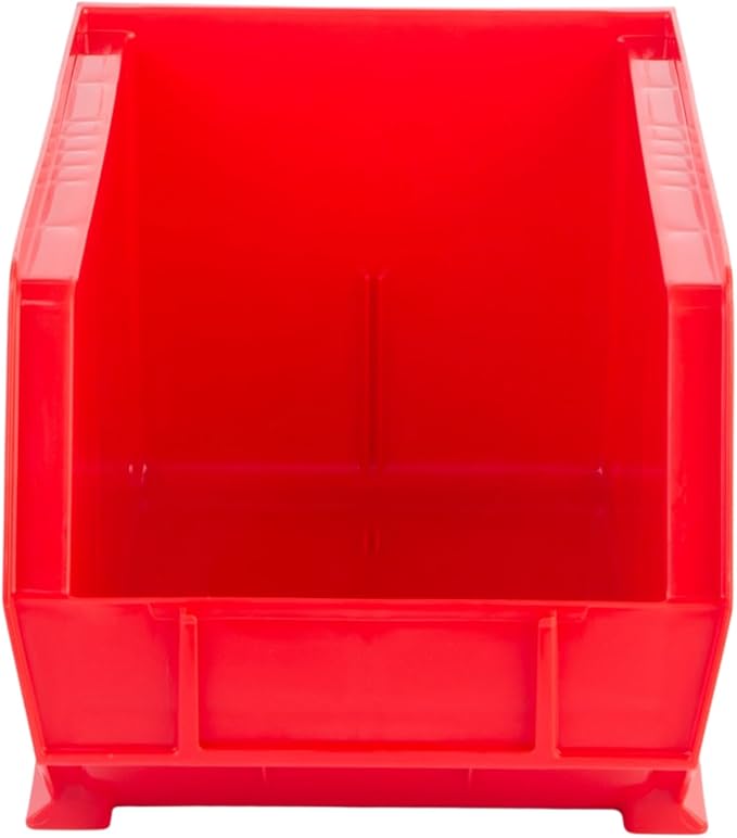Hudson Exchange 15" x 8" x 7" (6 Pack) Plastic Stackable Storage Bin and Hanging Container, Red-DeskLoop Office