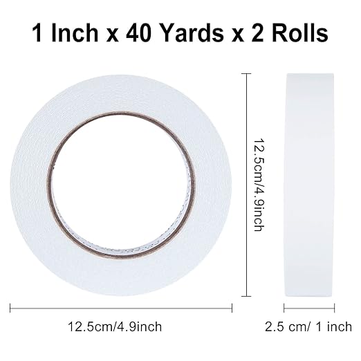 LELADY Double Sided Tape 1 Inch x 40 Yards- 2 Rolls Double-Sided Adhesive - Image 2