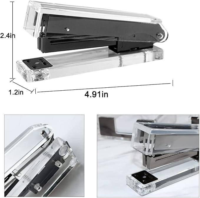 Acrylic Black Tape Dispenser and Desktop Stapler, Includes Staple Remover - Image 3
