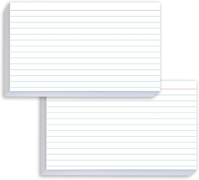 White Index Cards 5x8 Ruled, Lined Index Cards, Flash Cards, Flashcards by MEIOPUOYEAM