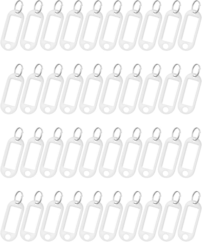 Uniclife 40 Pieces Key Tags 2 Inch Soft Plastic Key Chain Tags by UnicLife