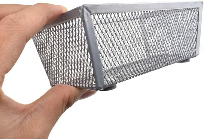 HAHIYO Stackable Mesh Tray Cup 6 x 3 x 2 inches Sturdy Container for Desk Drawer Organizer Collection for Home Office School kitchen Soft Foam Feet No Sharp Edges 2 Pack Silver-DeskLoop Office