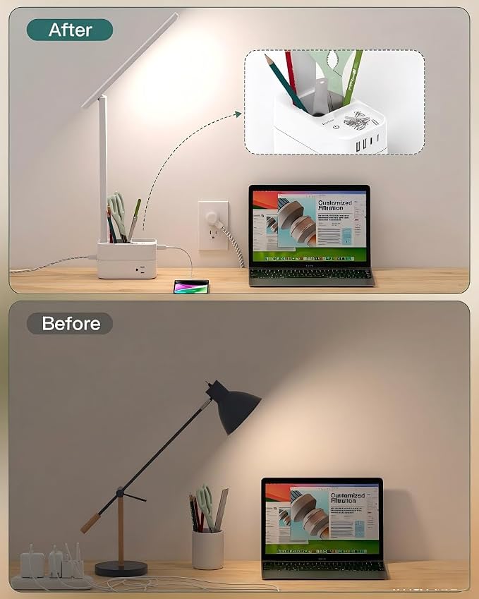Addtam Desk Lamp with Pen Holder, LED Desk Lamps - Image 4