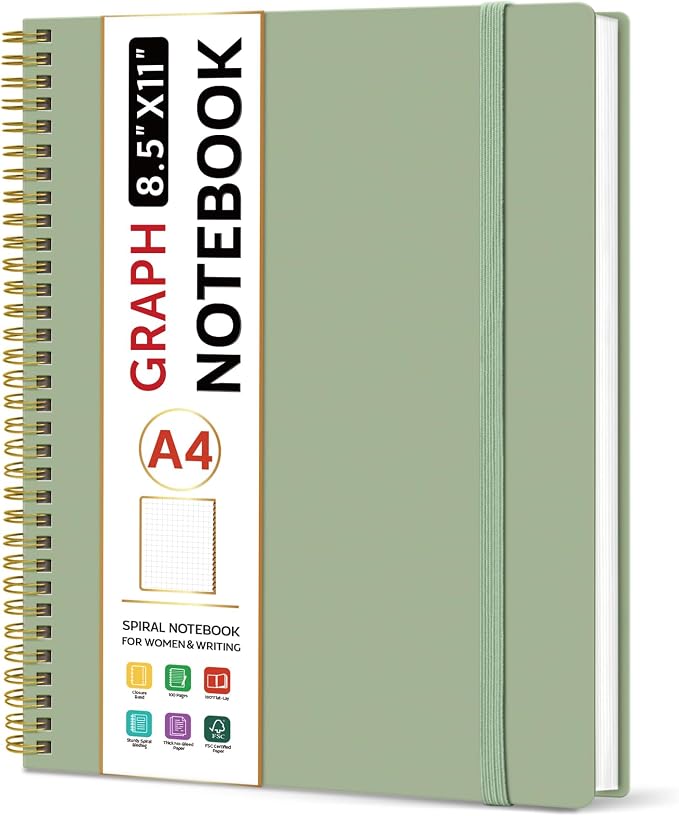 Taja Spiral Graph Notebook, 8.5"x11" Notebooks by Taja