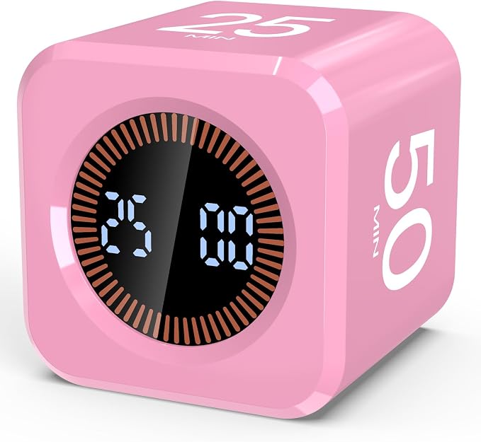 Digital Pomodoro Timer Cube 5/10/25/50min, Visual Productivity Flip Timer by COWVTUJ
