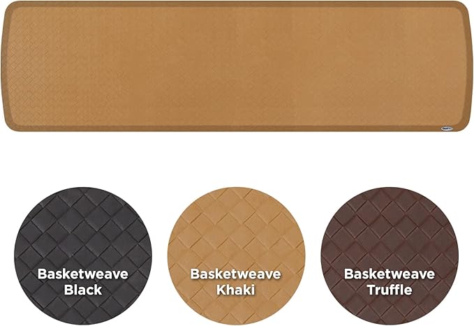 GelPro Elite Premier Gel & Foam Anti-Fatigue Kitchen Floor Comfort Mat, 20" x 72", Basketweave Khaki-DeskLoop Office