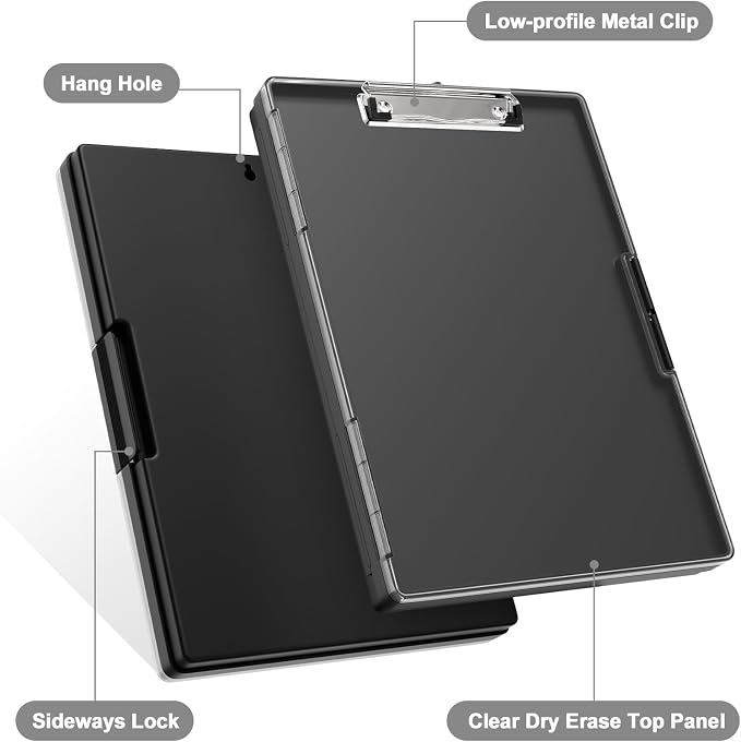 Piasoenc Clipboard with Storage, 8.5 x 11 ClipBoards with 2 Storage, Folio & - Image 8
