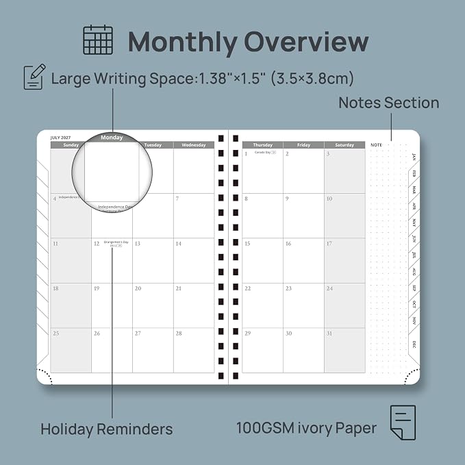 POPRUN 2027 Planner, 6.75" x 8.75" Weekly Calendar Book, Daily Appiontment Book - Image 4