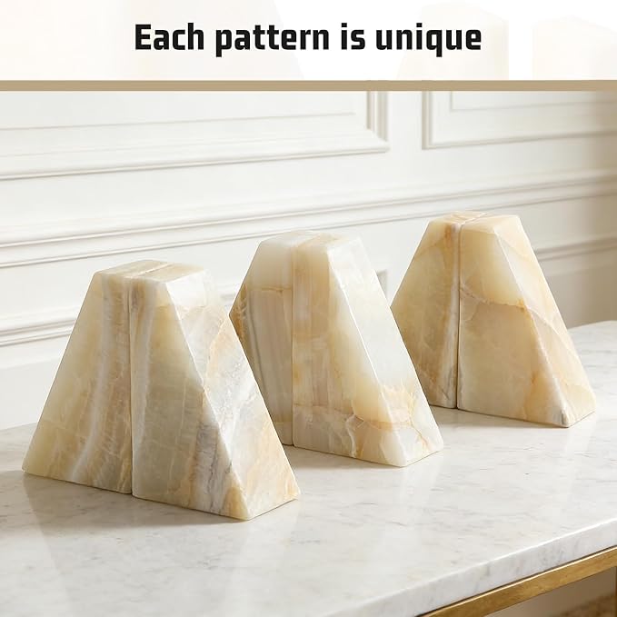Marble Bookend for Heavy Books, Decorative Bookends for Shelves, Durable and - Image 2