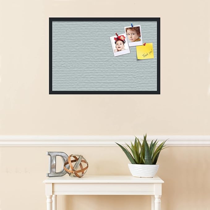 PinPix 30x20 Inch Cork Bulletin Board. This Decorative Framed Pin Board Comes with Soft Blue Design and a Satin Black Frame. Ideal for Home Office Decor or Message Board (PinPix-1814)-DeskLoop Office