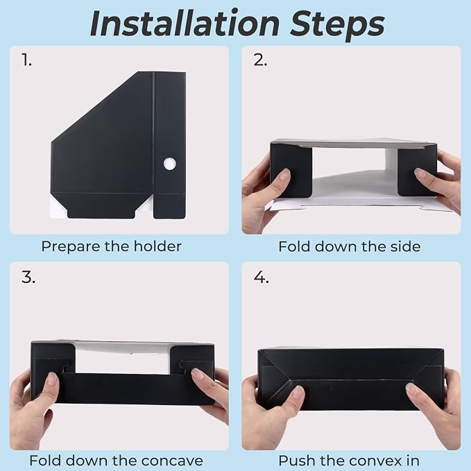 Rempry Magazine File Holders Black Set of 6, Foldable Cardboard Document - Image 5