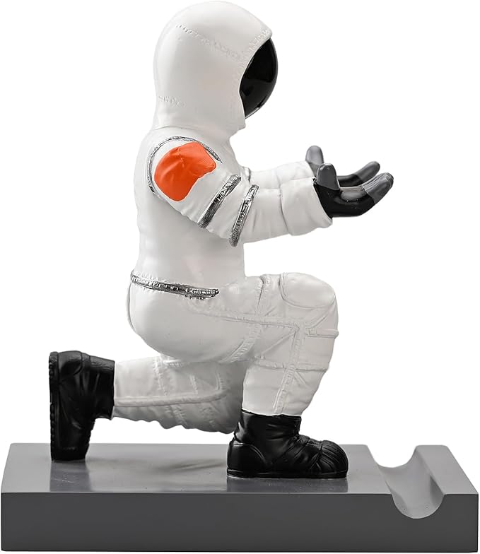 Astronaut Resin Pen Holder, Mobile Phone Stand, Device Stand, Desk Organizer Decorative Pen Holder (White&Black)-DeskLoop Office